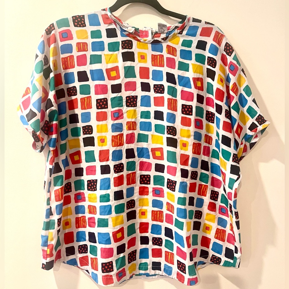 Vintage Josephine Colorful Abstract Pattern Blouse